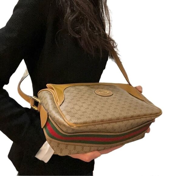 Gucci micro gg canvas and red and green web cross body bag - Picture 8 of 16